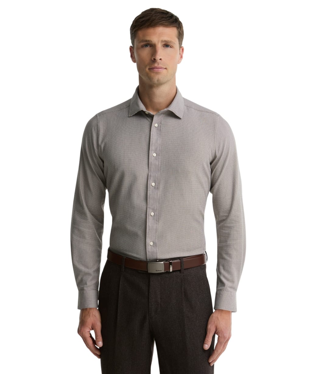 Men's Barbour Beckdale Tailored Houndstooth Shirt - Stone