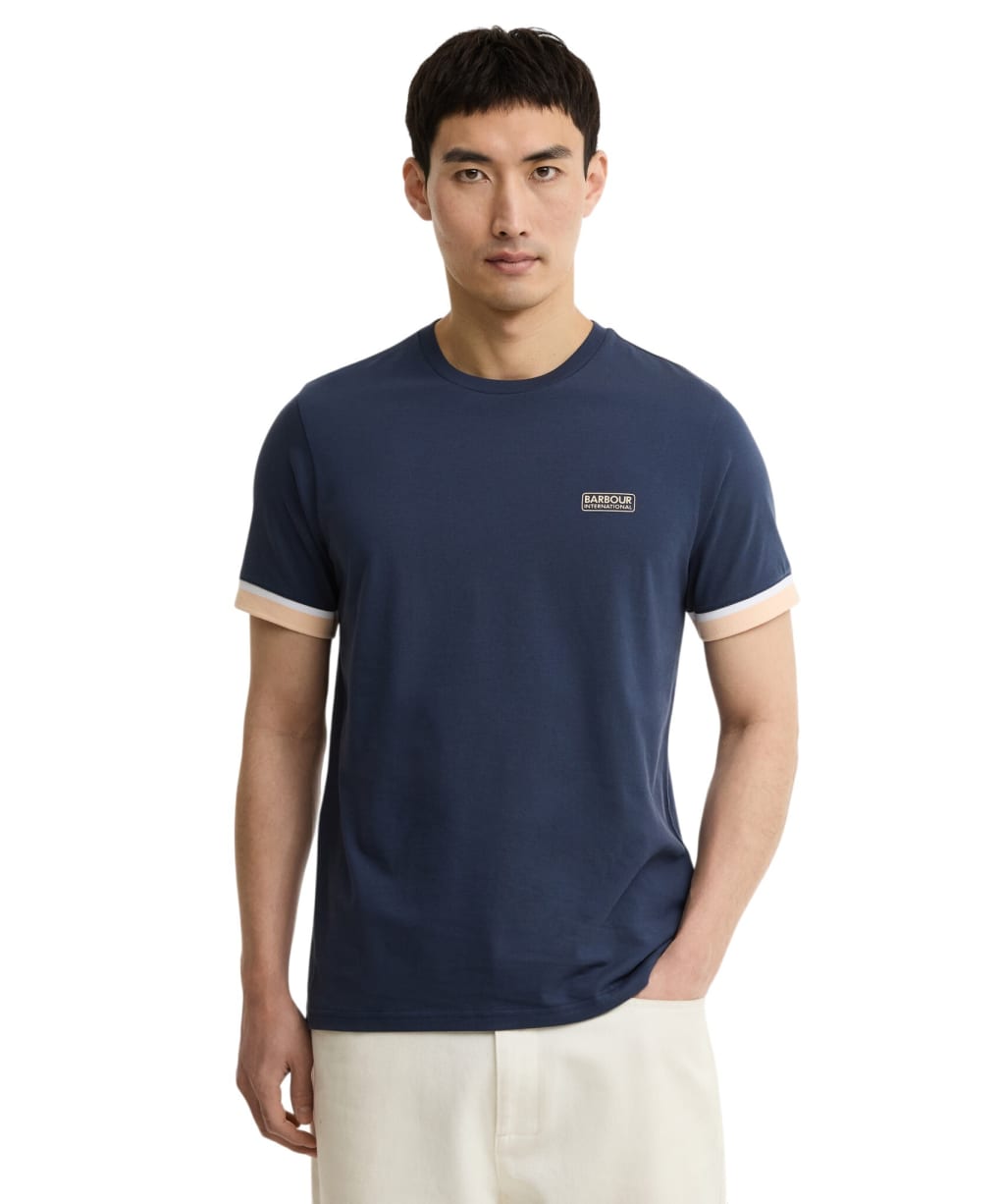 Men's Barbour International Deep Cuff Evan Tipped T-Shirt - Oxford Navy