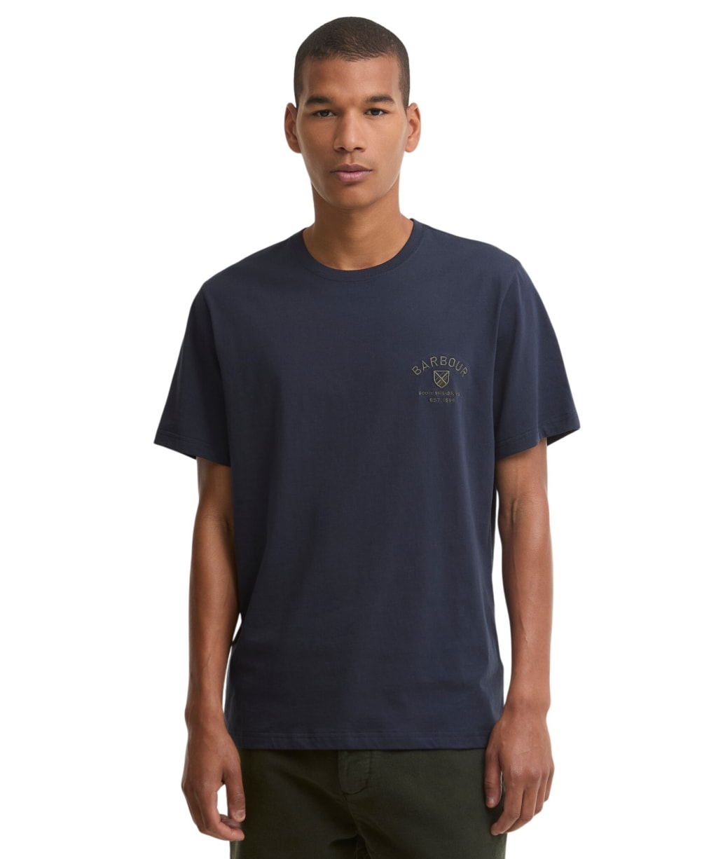 Men's Barbour Tartan Tailored Crest Logo T-Shirt - Navy