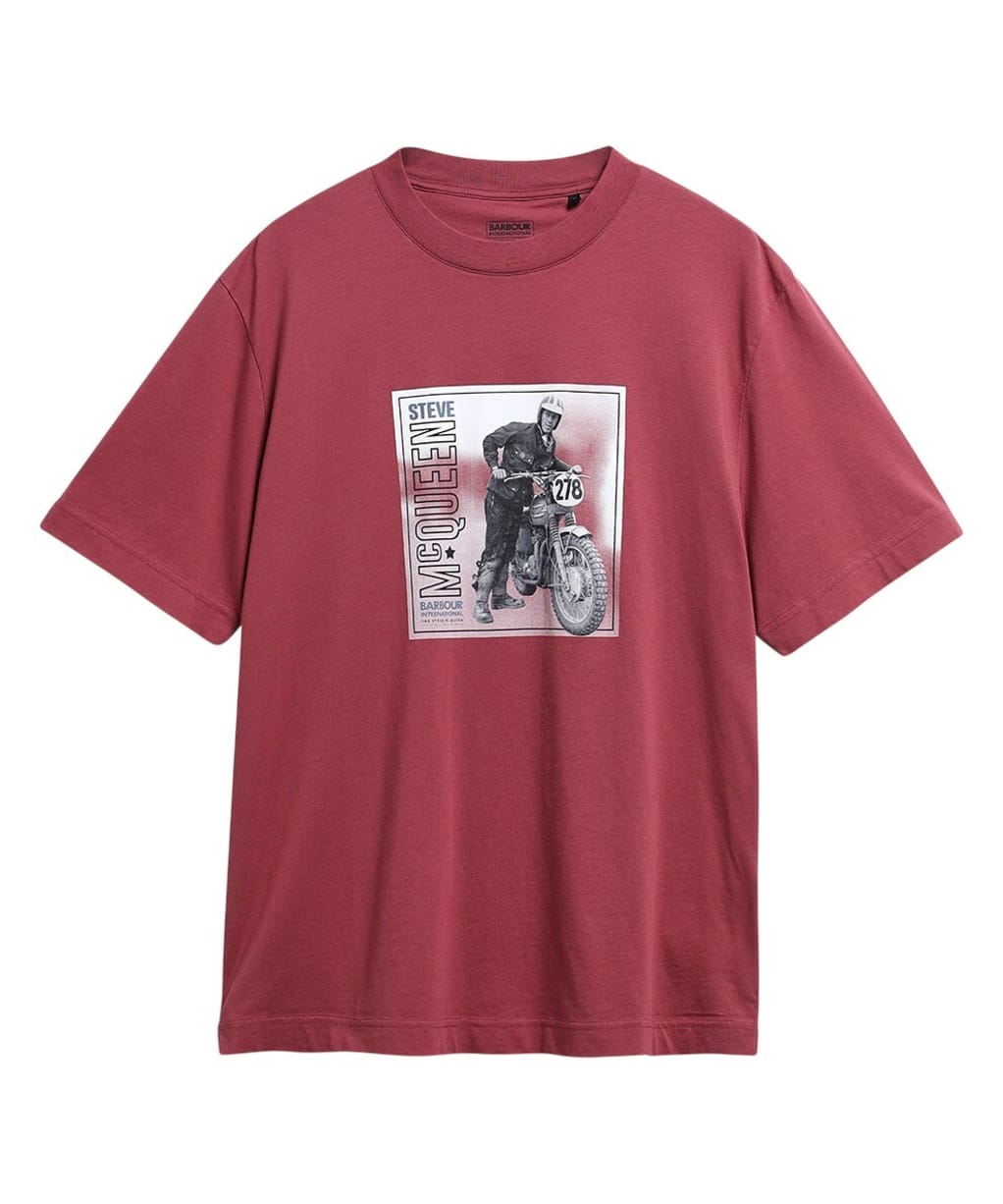 Men's Barbour International Steve McQueen Brandon Graphic T-Shirt - Maroon