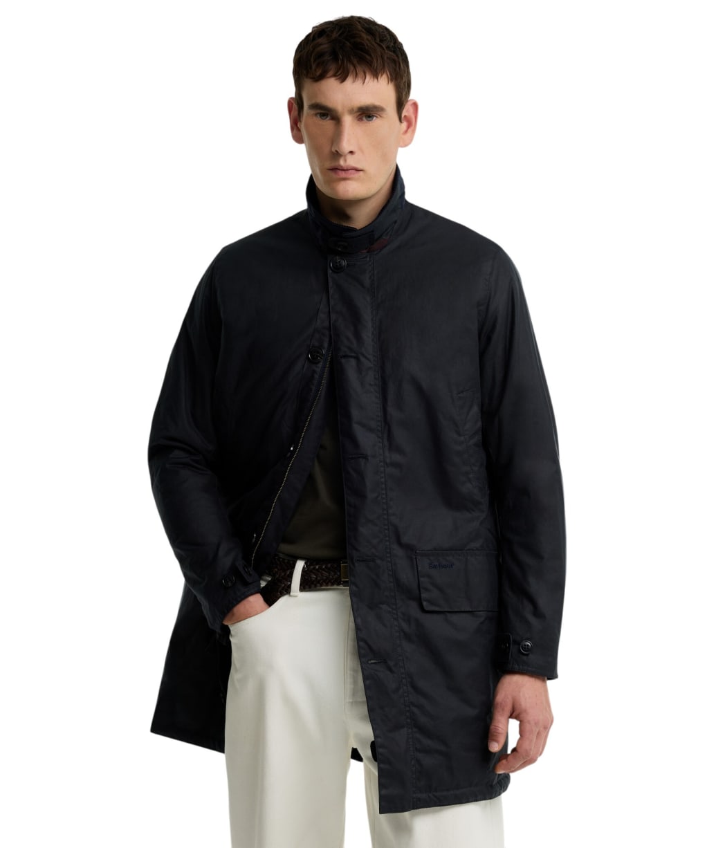 Men’s Barbour Waxed Mac - NAVY / SHADOW