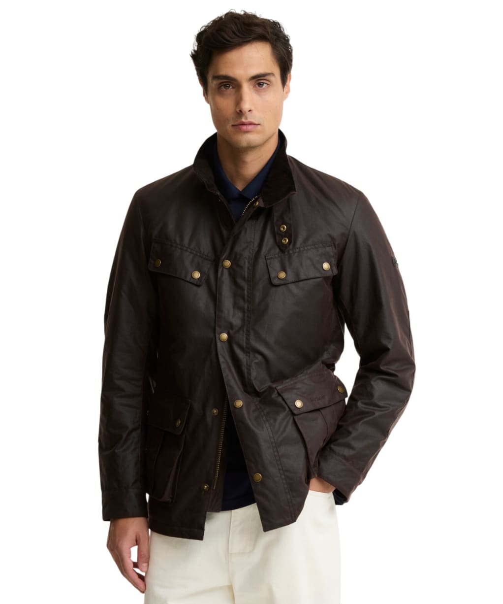 Men's Barbour International Tourer Duke Waxed Jacket - Dark Brown