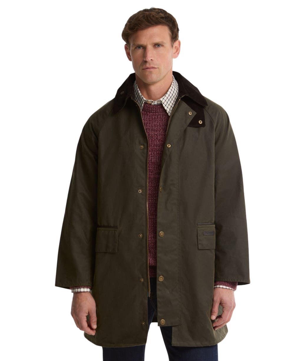 Men's Barbour Country Waxed Mac Jacket - Fern