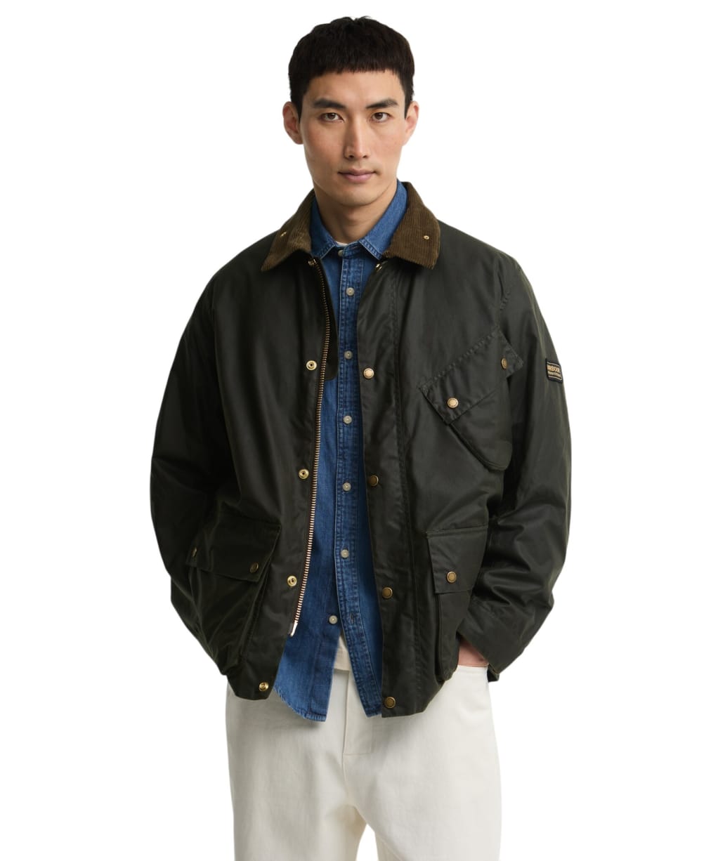 Men's Barbour International Brake Line Waxed Jacket - Fern