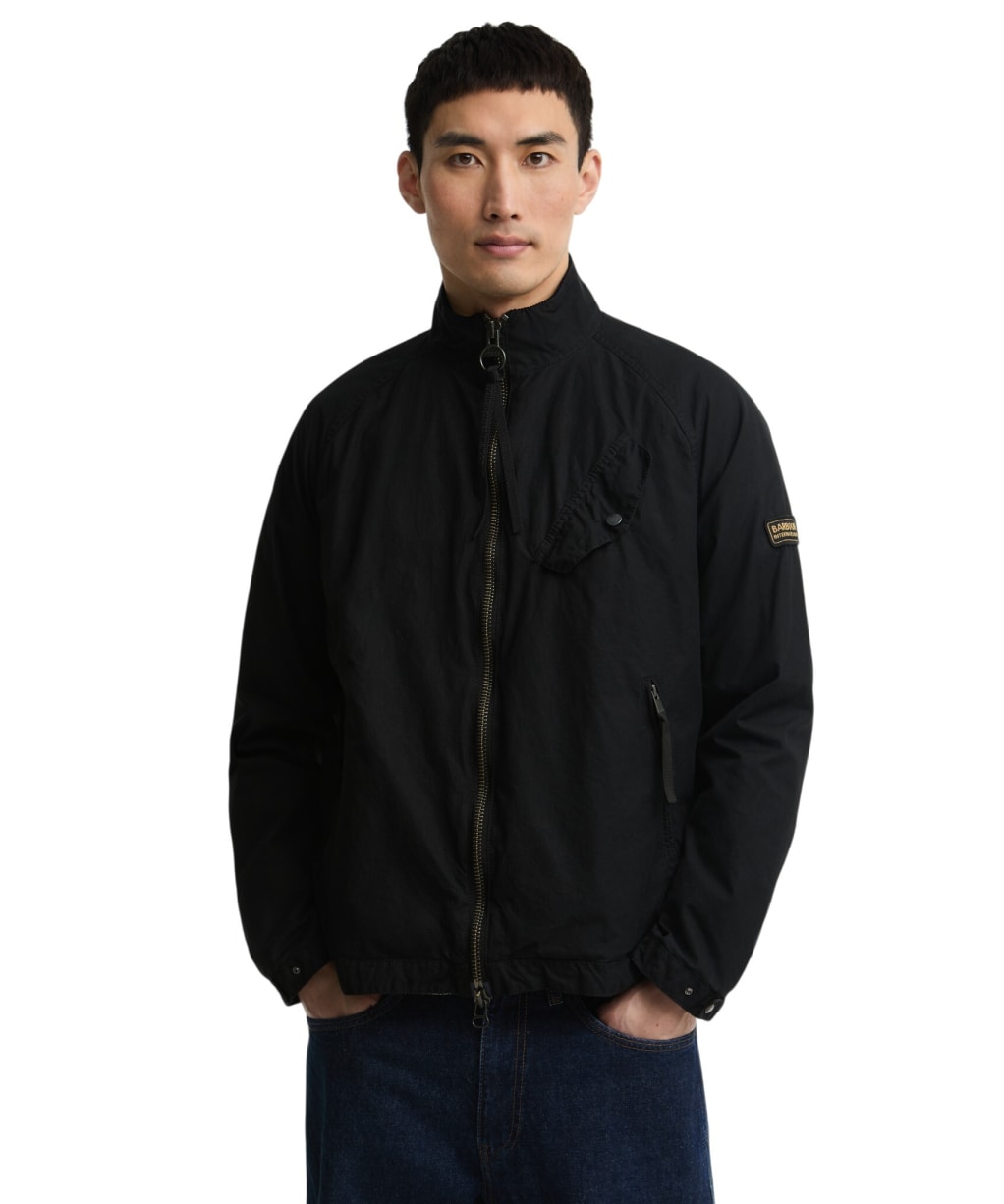 Men's Barbour International Club Blouson Washed Waxed Jacket - Black