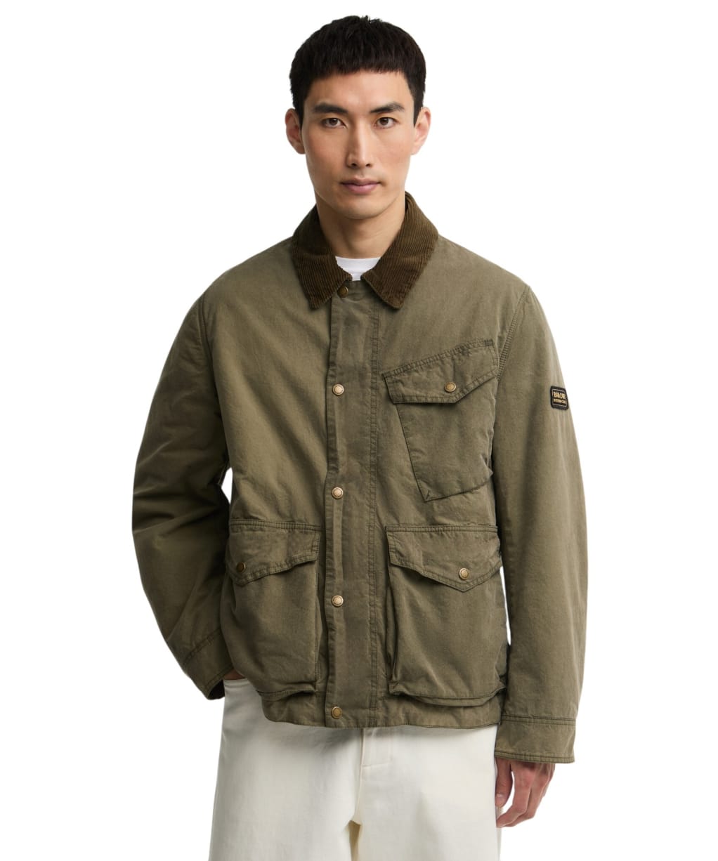 Men's Barbour International Winter Drifter Washed Waxed Jacket - Olive Night