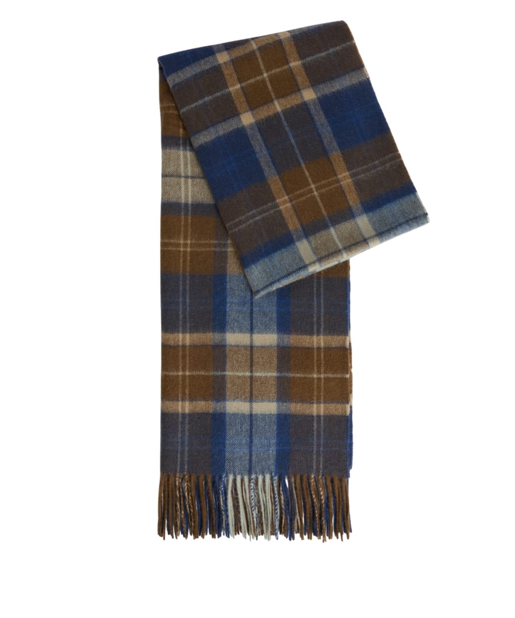 Barbour Brack Patchwork Tartan Scarf - NAVY/SANDSTONE