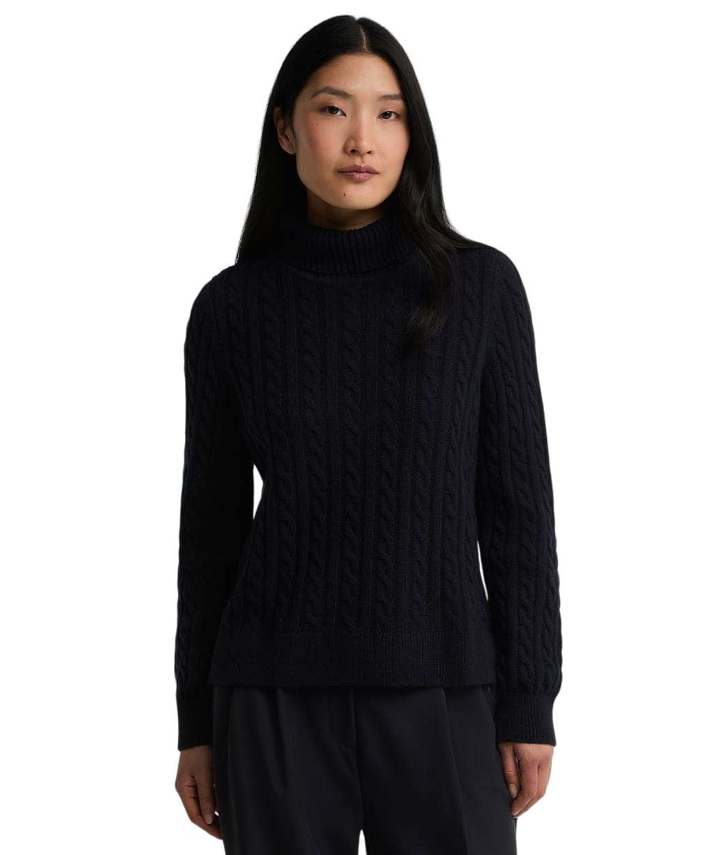 Women's Barbour Ambleside Cable Knitted Jumper - Navy