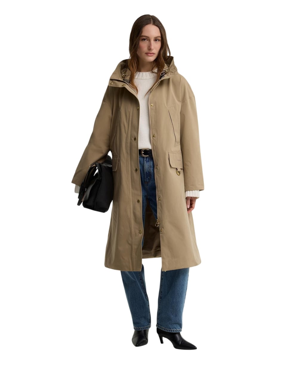  Women's Barbour Stevie Waterproof Jacket - Light Trench / Birch