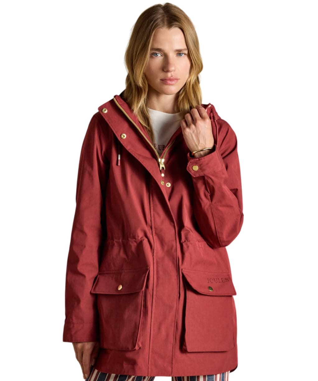 Women's Joules Portwell Waterproof Raincoat - Rust