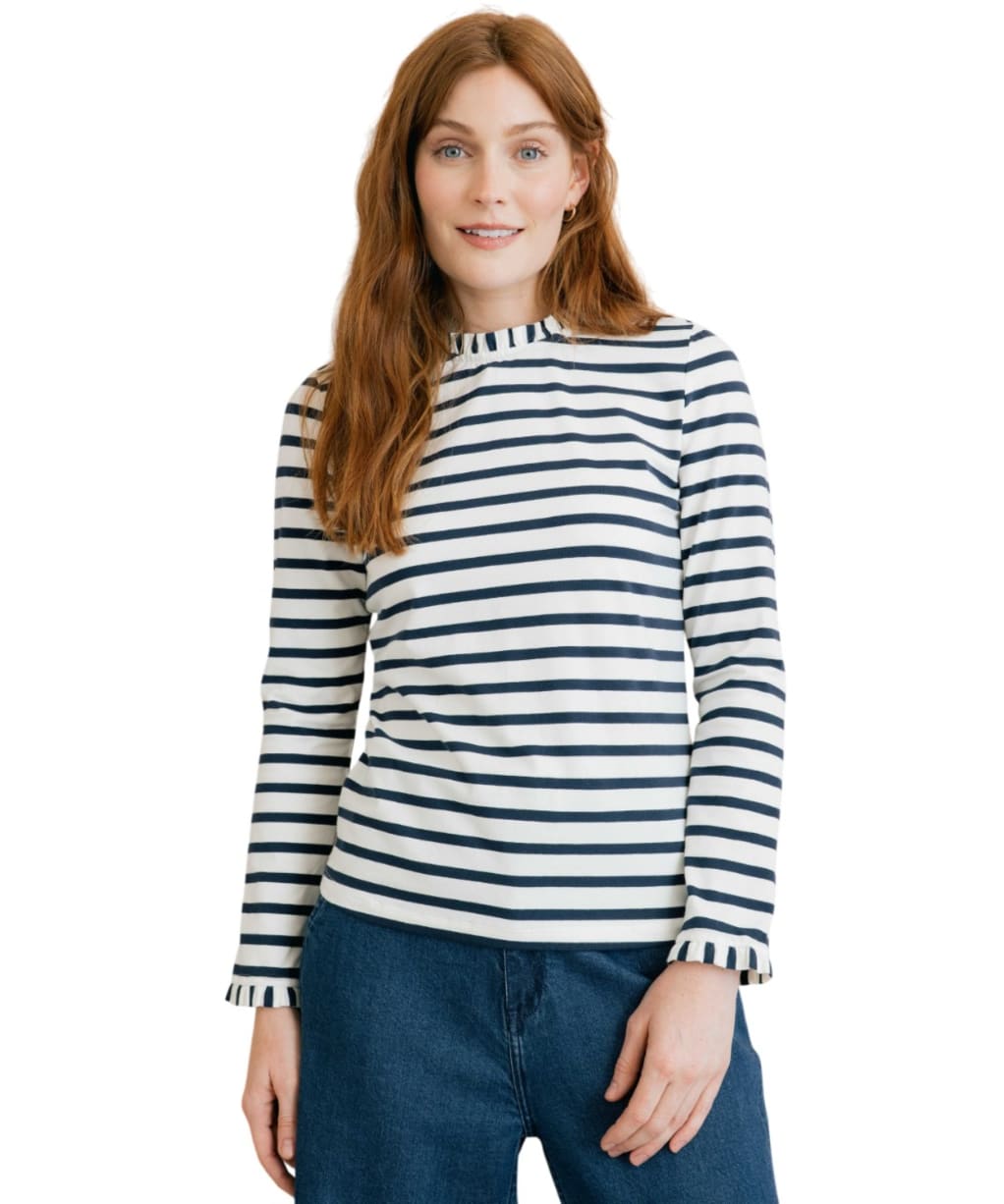 Women's Lily & Me Marnie Stripe Top - Navy / Ecru