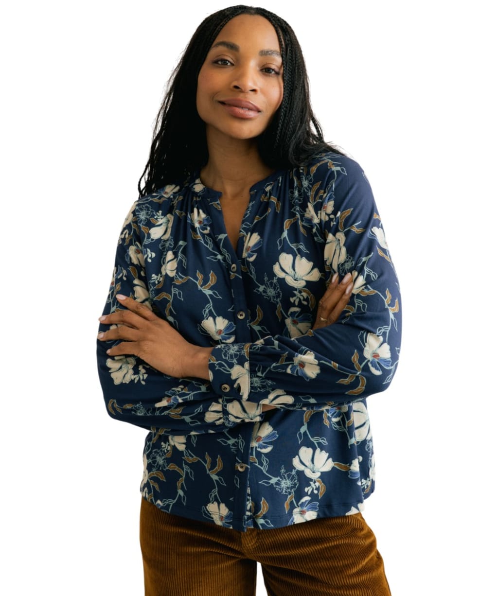 Women's Lily & Me River Botanical Study Blouse - Navy