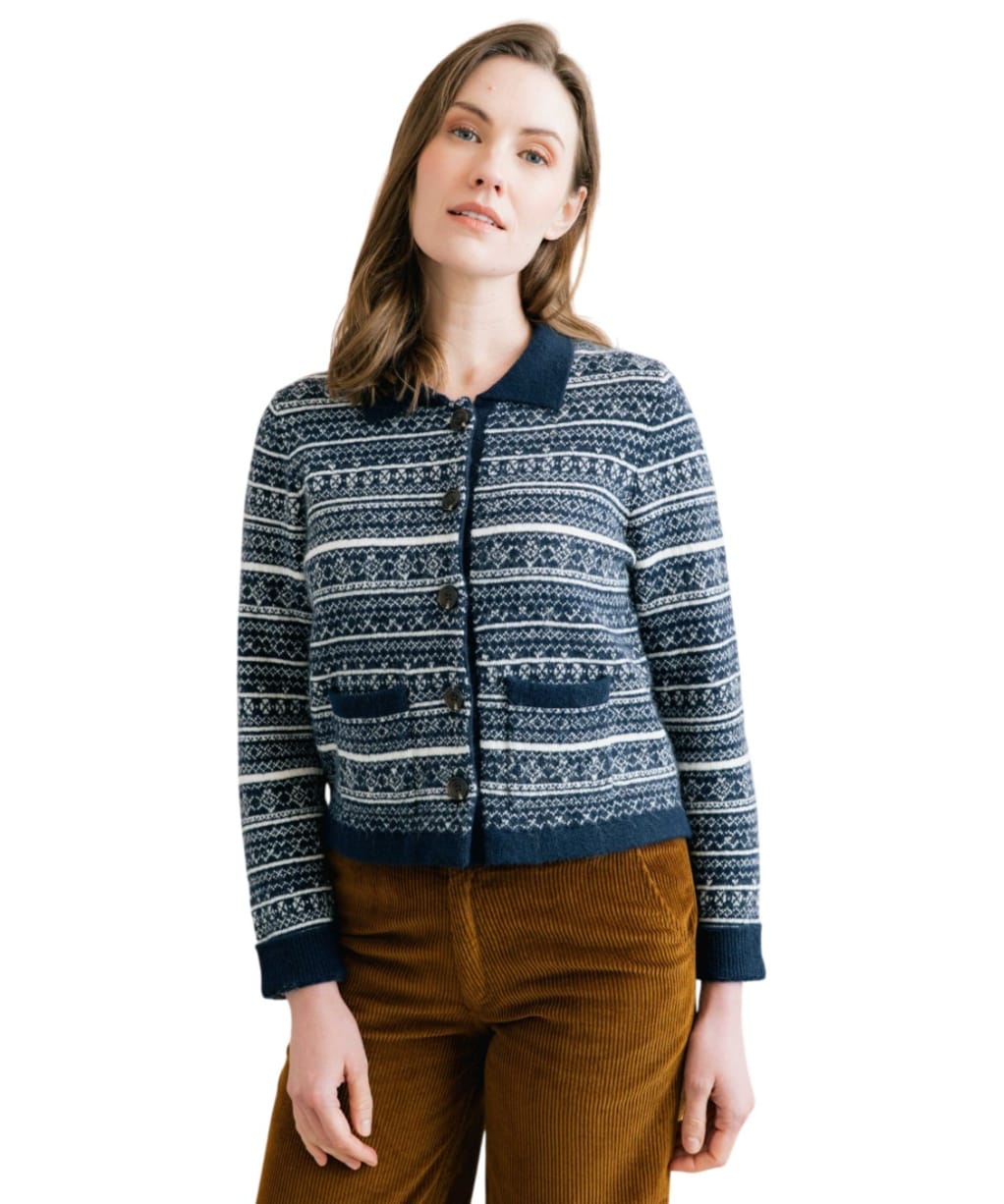 Women's Lily & Me Chestnut Fair Isle Knitted Jacket - Navy