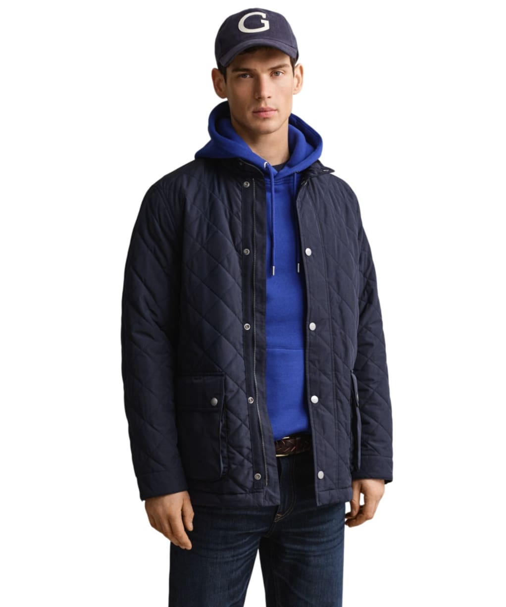  Men's GANT Classic Quilted Mid Jacket - Evening Blue