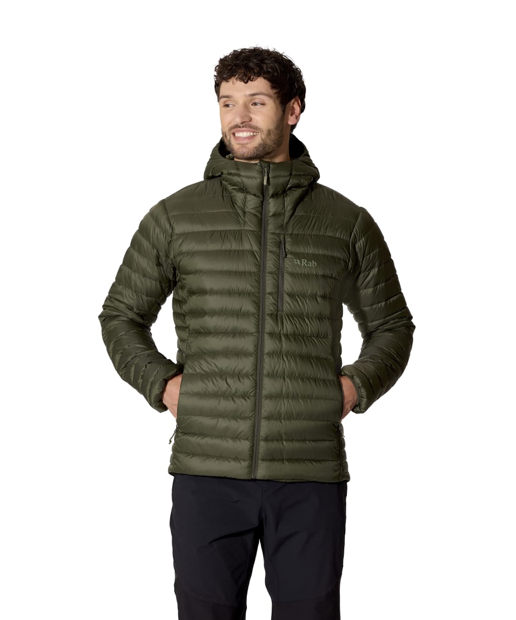 Men's Rab Microlight Alpine Down Hooded Jacket - Army