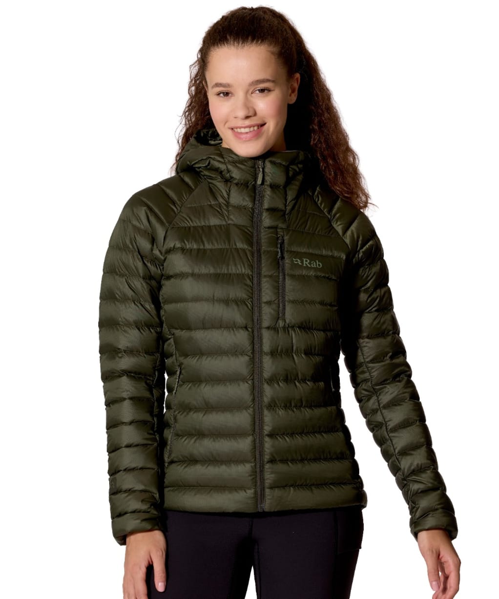  Women's Rab Microlight Alpine Down Hooded Jacket - Army