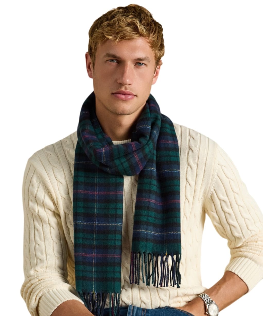 Men's Joules Langtree Checked Scarf - Navy