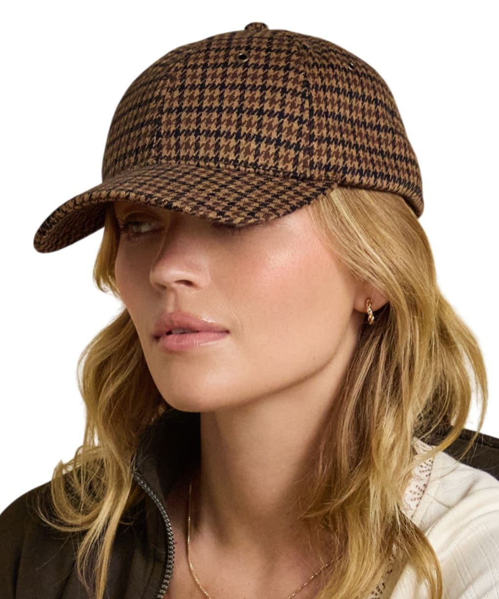  Women's Joules Perry Tweed Cap - Neutral Houndstooth Jersey