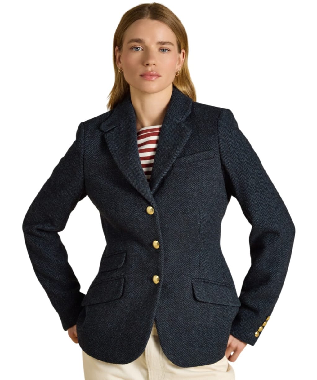Women's Joules Canterly Tweed Hacking Jacket - Navy Herringbone
