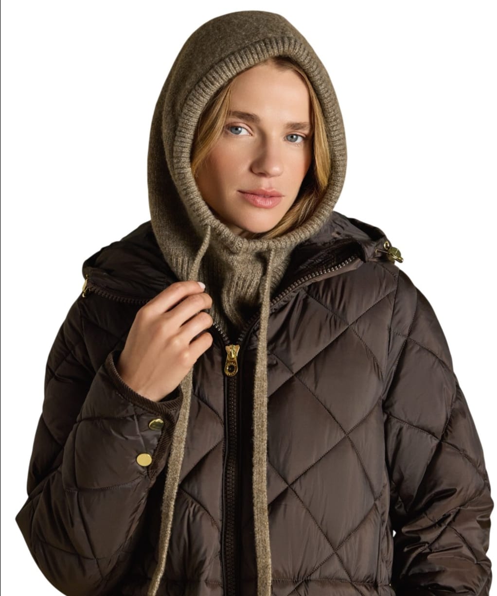 Women's Joules Knitted Hood - Mocha Brown