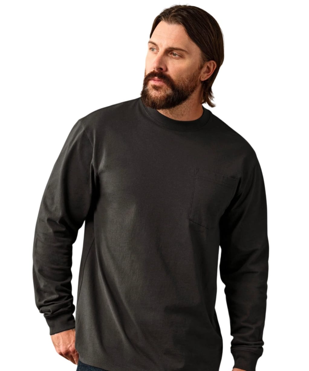  Men's Filson Long Sleeve Outfitter Pocket T-Shirt - Faded Black