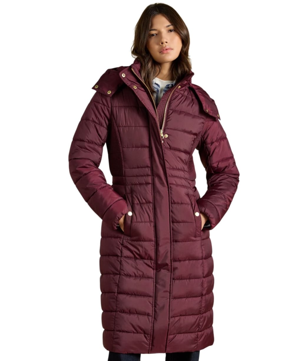 Women's Joules Windborough Showerproof Longline Coat - Rust Brown