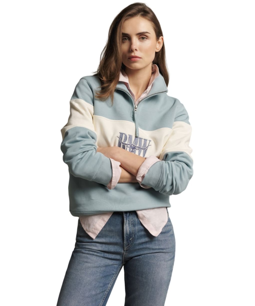 Women's R.M. Williams Trickett Quarter Zip Panel Sweatshirt - Agate