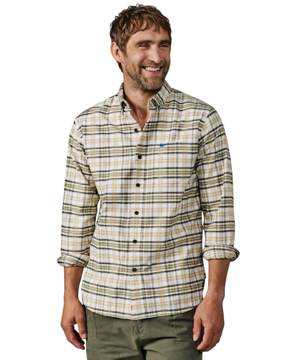 Men's Aubin Merton Brushed Oxford Button Down Shirt - Natural Check