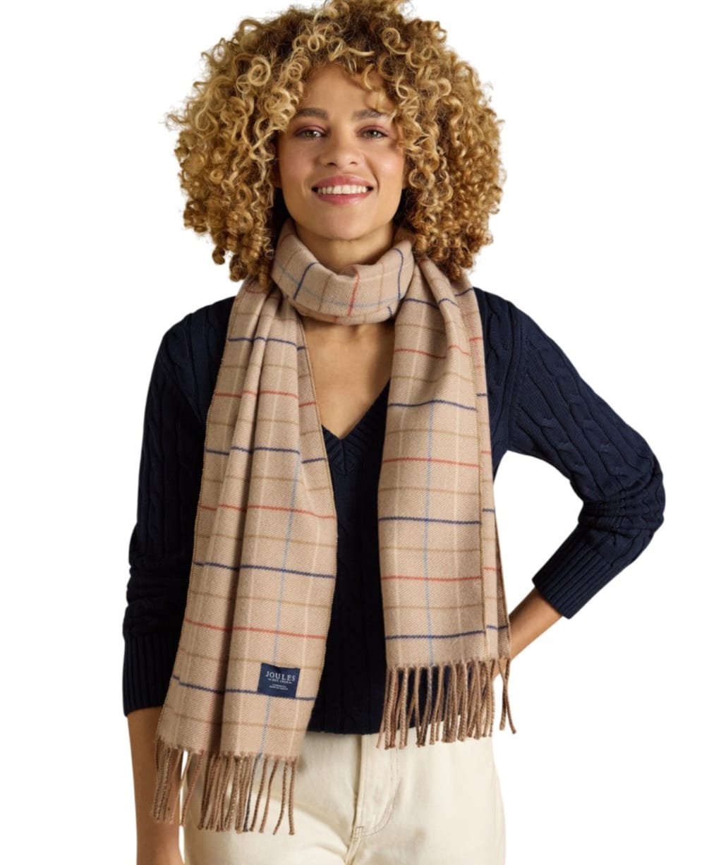 Women's Joules Langtree Scarf - Neutral Check