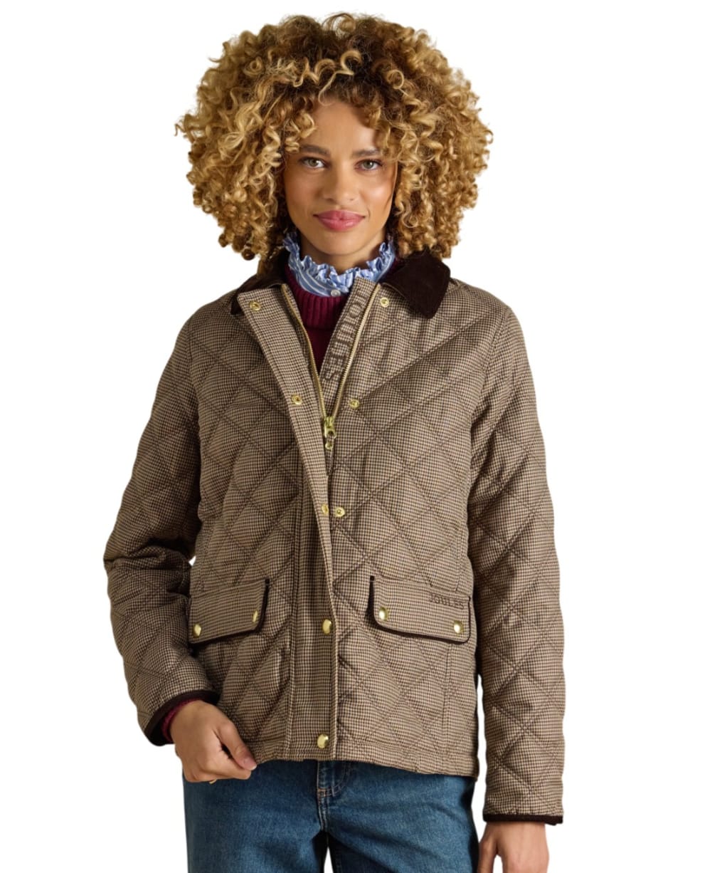 Women's Joules Harrogate Showerproof Quilted Jacket - Check