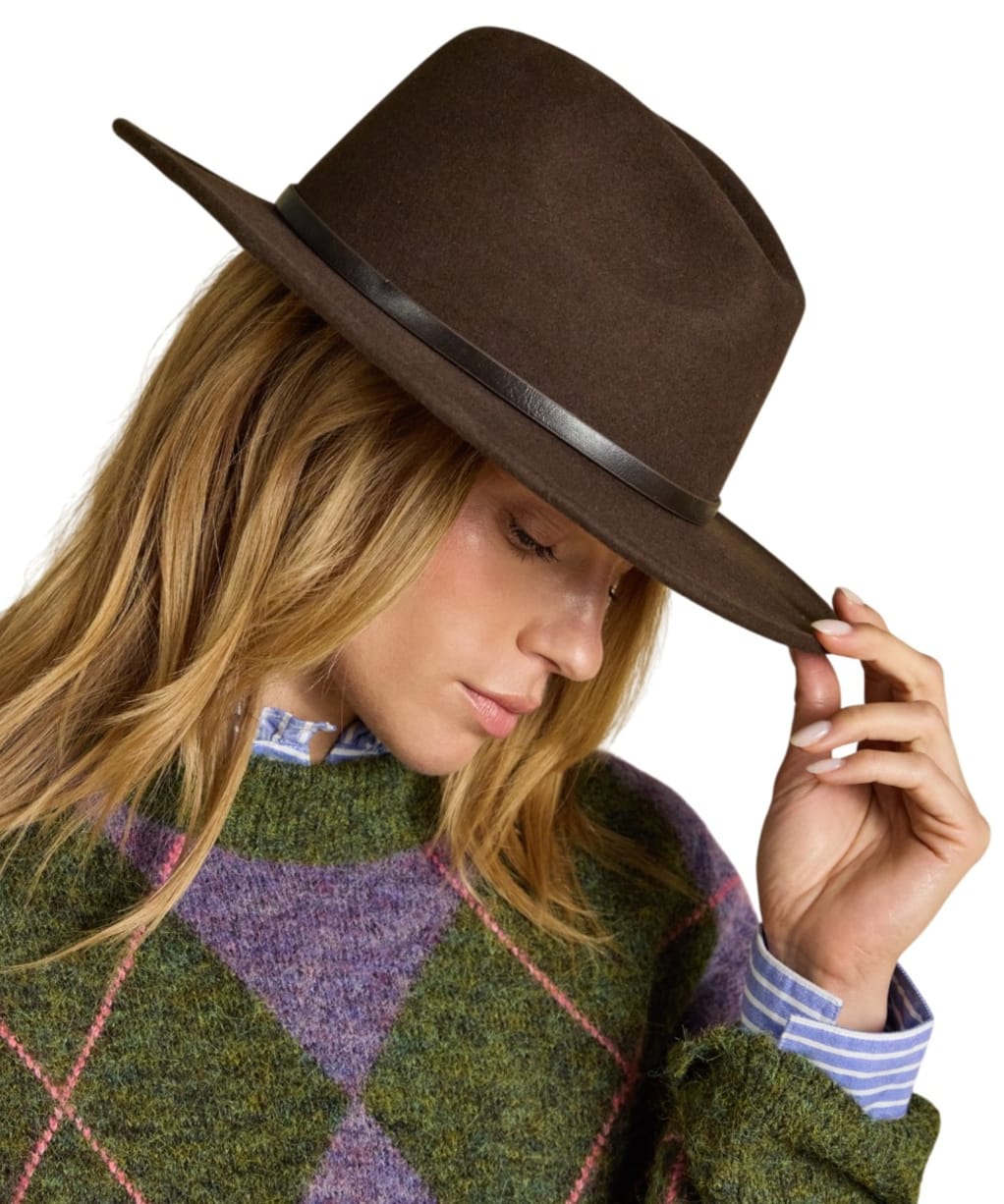 Women's Joules Grove Wool Fedora - Chocolate Brown