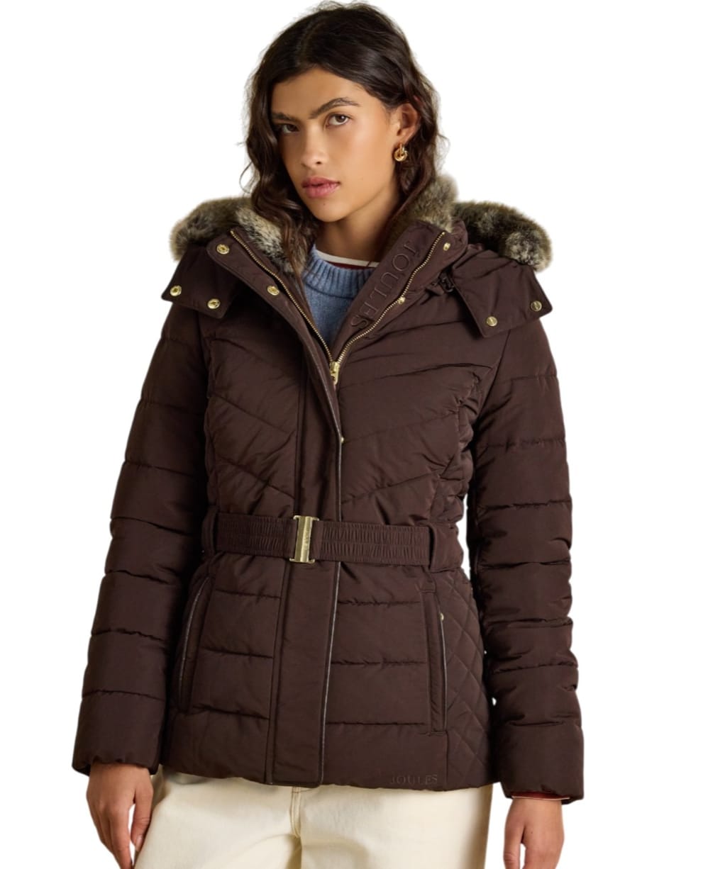 Women's Joules Aspen Showerproof Jacket - Chocolate Brown