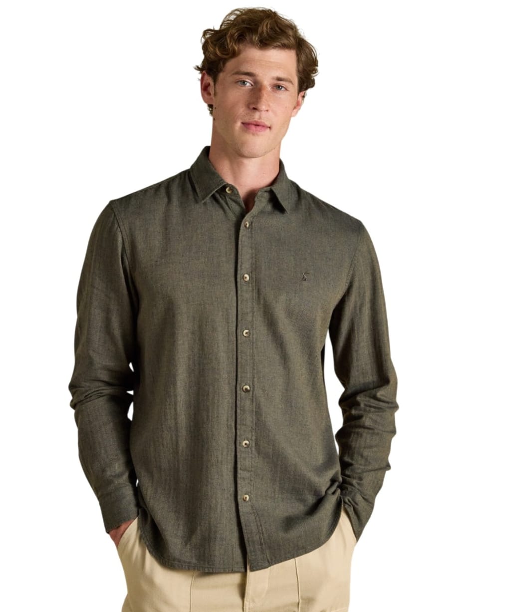 Men's Joules Herringbone Linen, Classic Fit Shirt - Khaki Green
