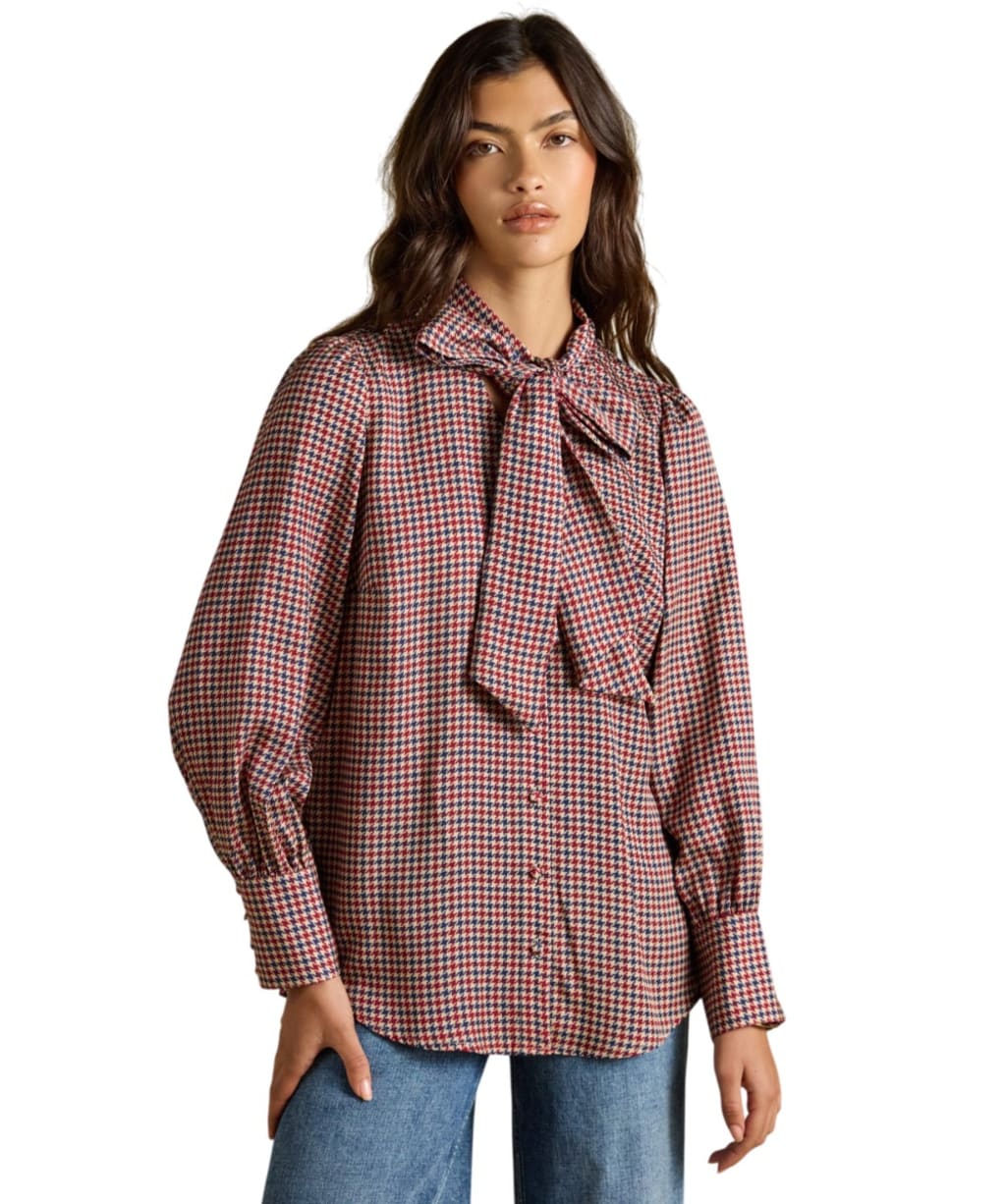 Women's Joules Tabby Blouse - Brown Houndstooth