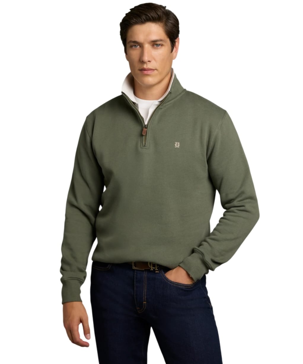 Men's Holland Cooper Classic Quarter Zip Sweat - Khaki