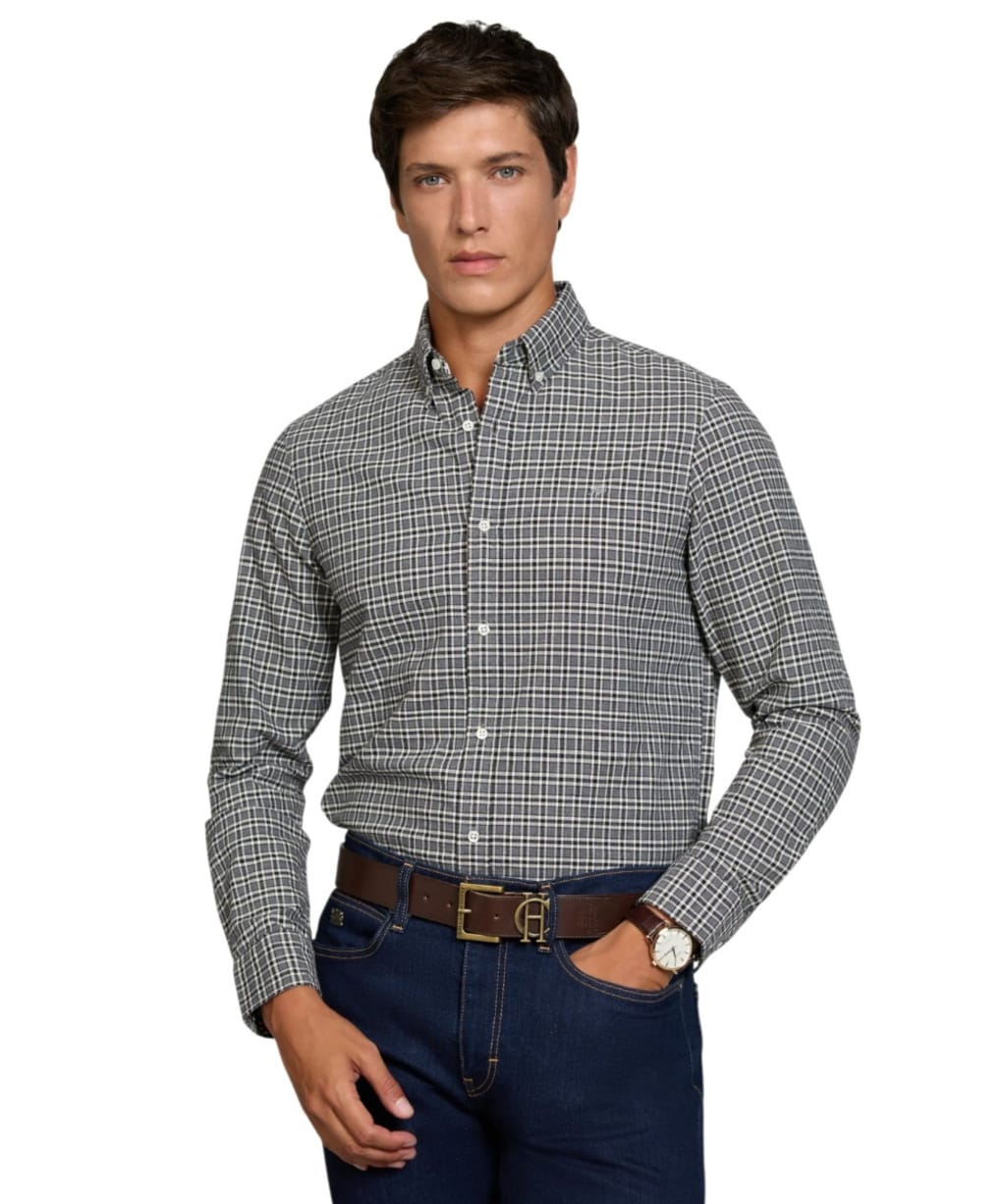  Men's Holland Cooper Classic Woven Button Down Shirt - Copthorne Grey
