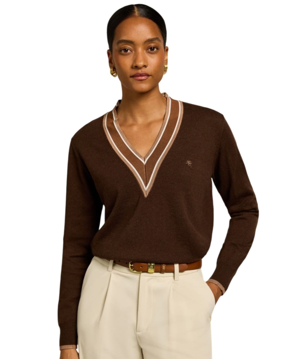 Women's Holland Cooper Woodcote V-Neck Knit - Chocolate