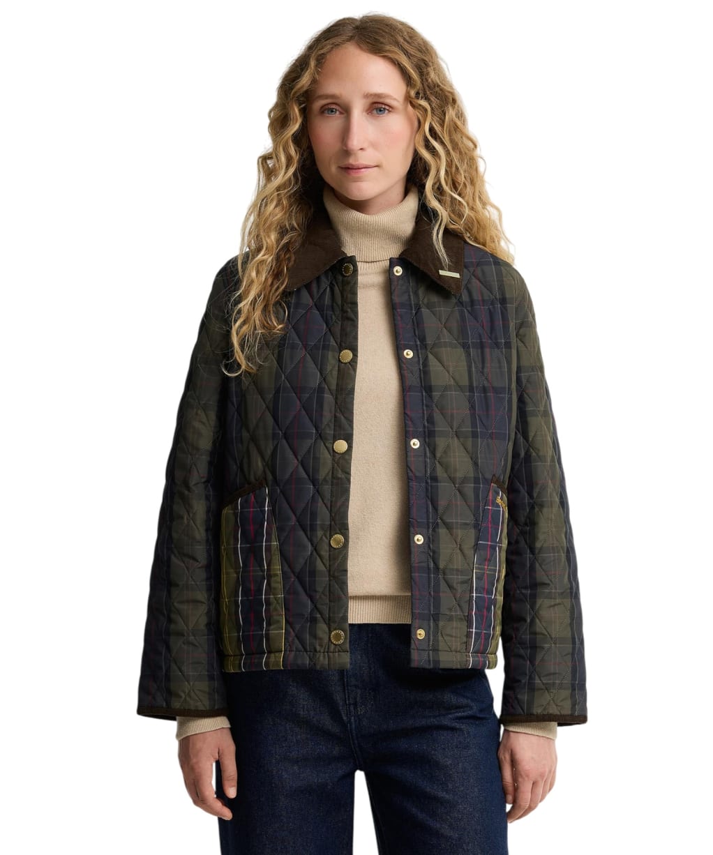Women's Barbour Tartan Reimagined Icons Tartan Cropped Liddesdale Quilted Jacket - Shadow Classic Tartan