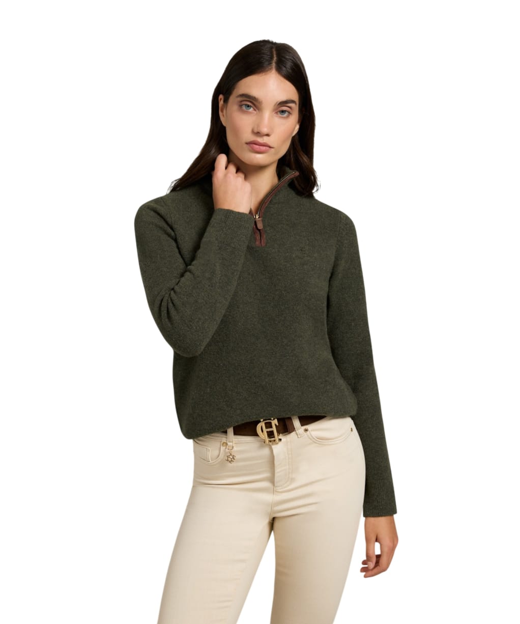Women's Holland Cooper Country Quarter Zip Knit - Forest Marl