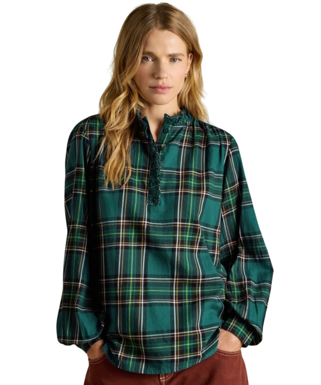 Women's Joules Melanie Brushed Frill Neck Blouse - Green