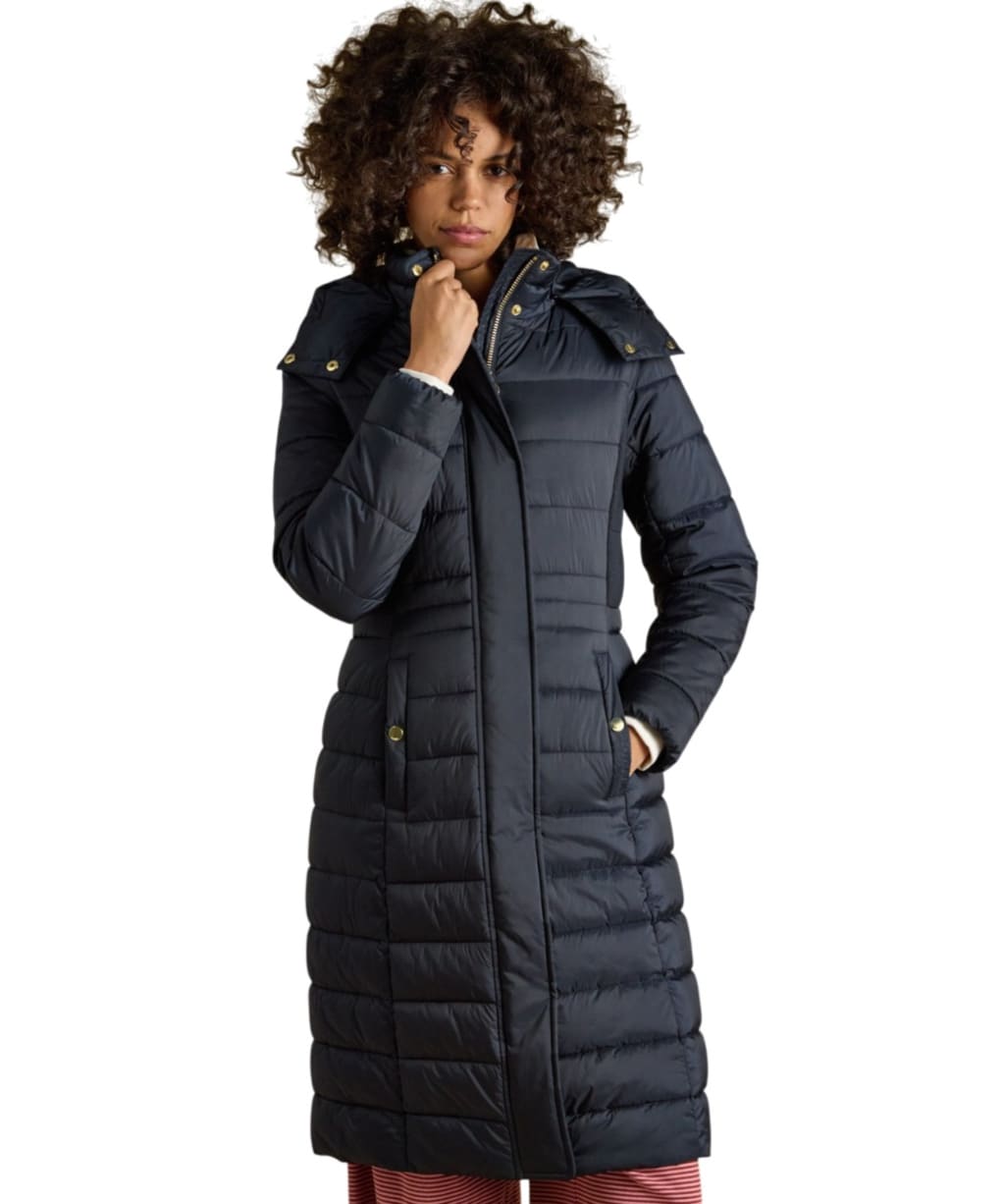 Women's Joules Windborough Showerproof Longline Coat - Navy