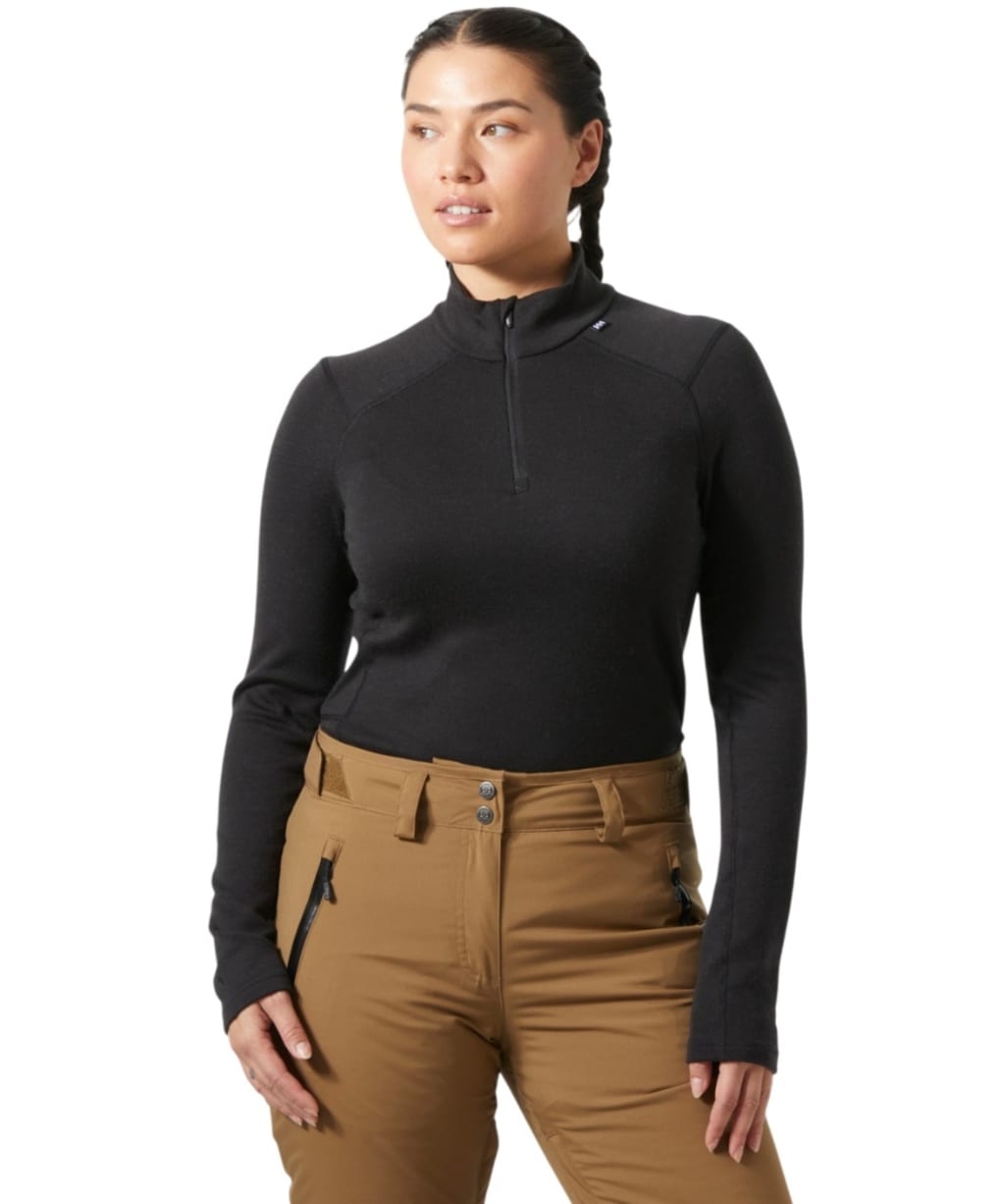 Women's Helly Hansen Lifa Merino Midweight 1/2 Zip - Black