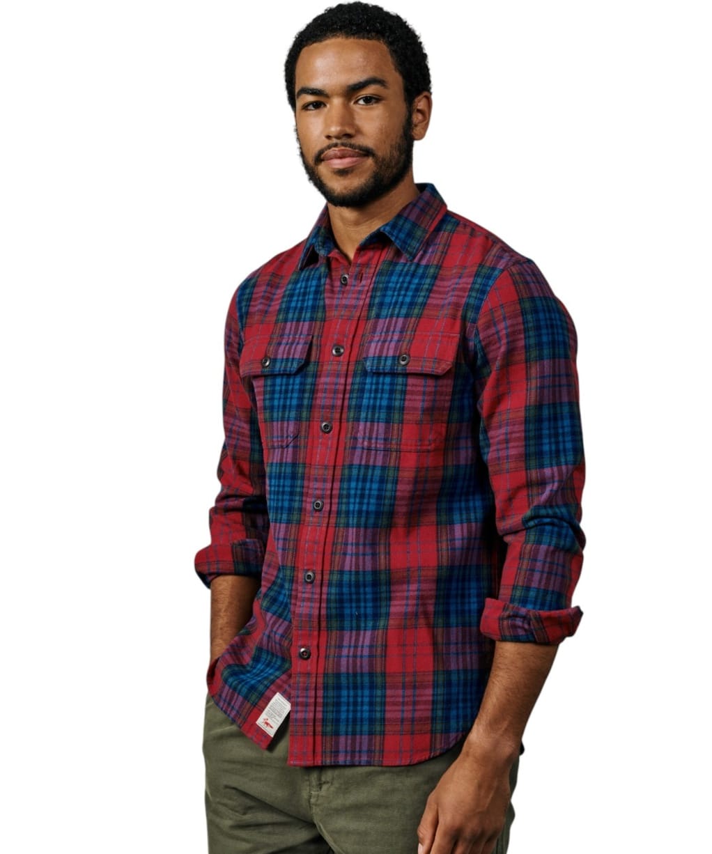 Men's Aubin Crowle Flannel Shirt - Dark Claret Check