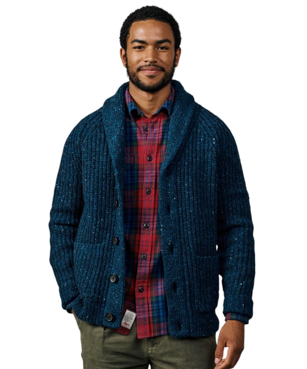 Men's Aubin Helston Twist Shawl Cardigan - Indigo
