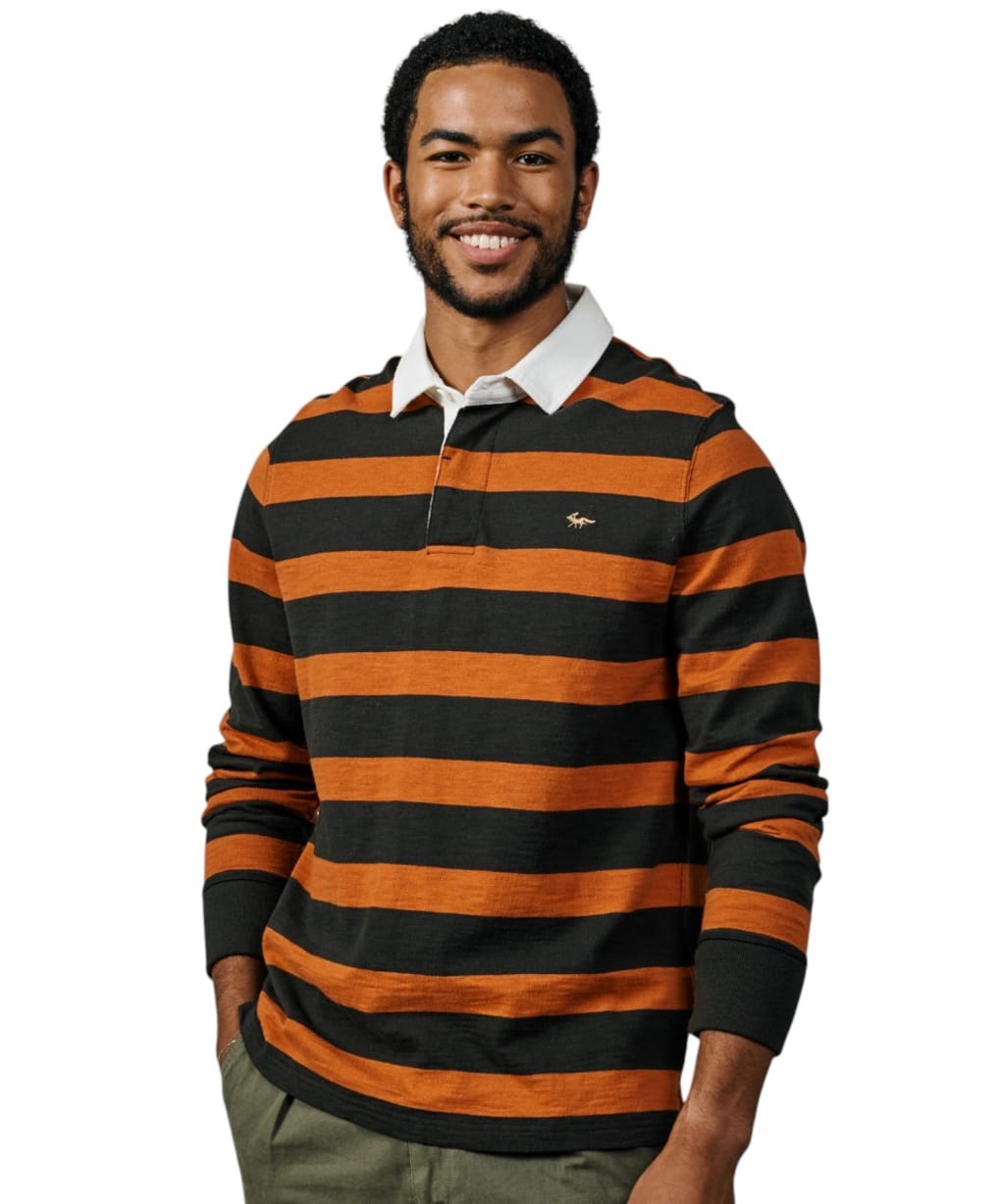 Men's Aubin Irnham Stripe Rugby Shirt - Charcoal Stripe