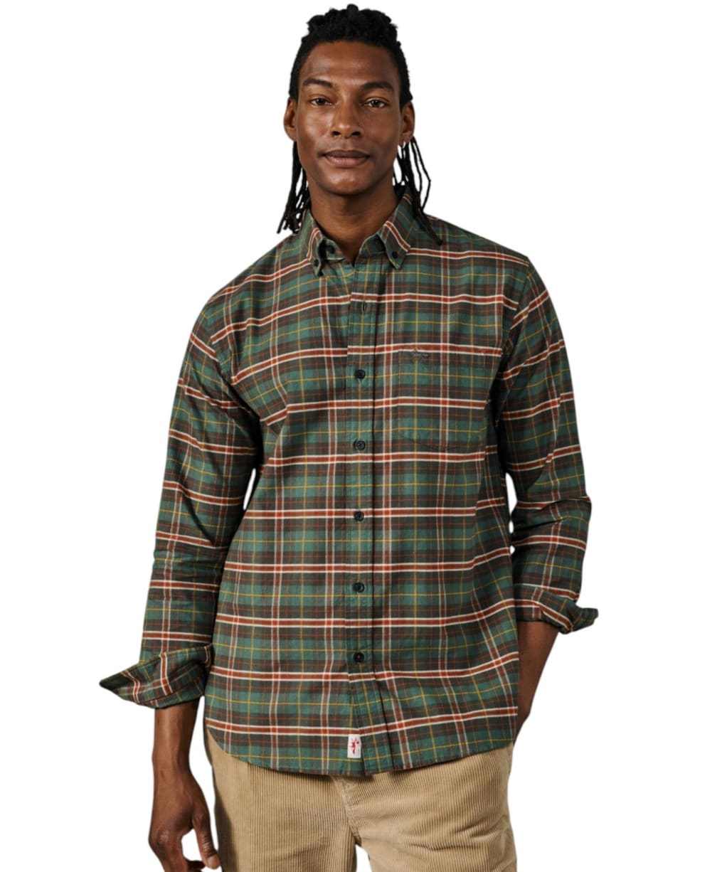 Men's Aubin Merton Brushed Oxford Button Down Shirt - Green Check