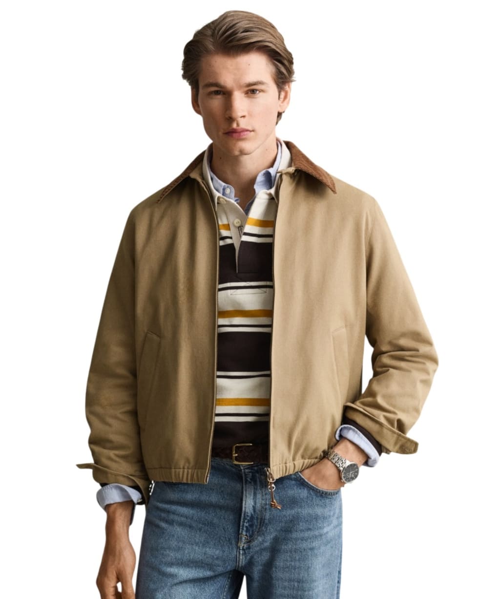 Men's GANT Moleskin Harrington Jacket - Light Taupe