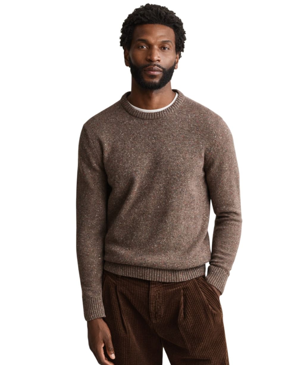  Men's GANT Wool Blend Neps Crew Neck Sweater - Faded Taupe