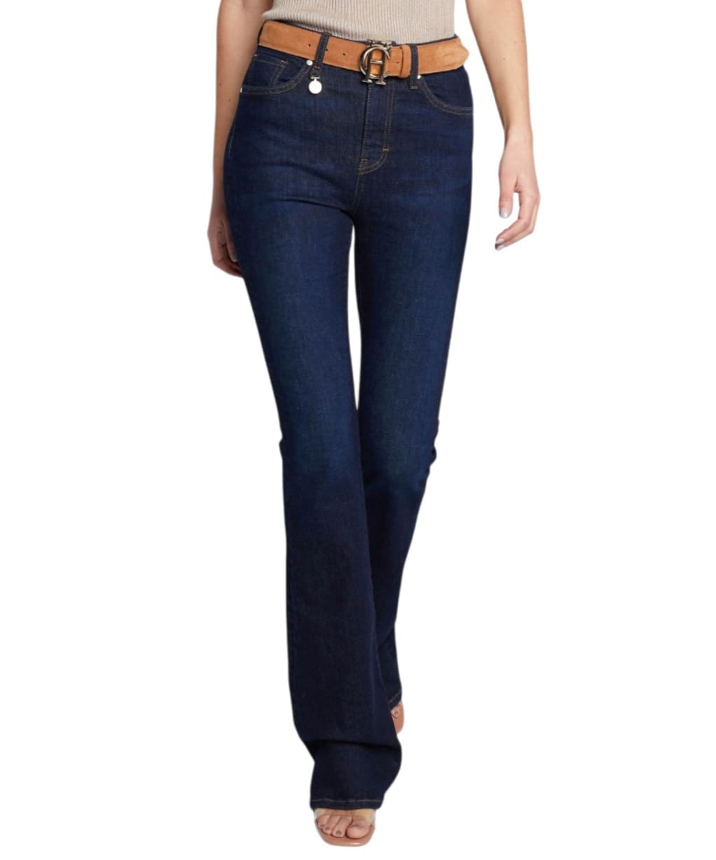 Women's Holland Cooper High Rise Flared Jeans - Deep Indigo
