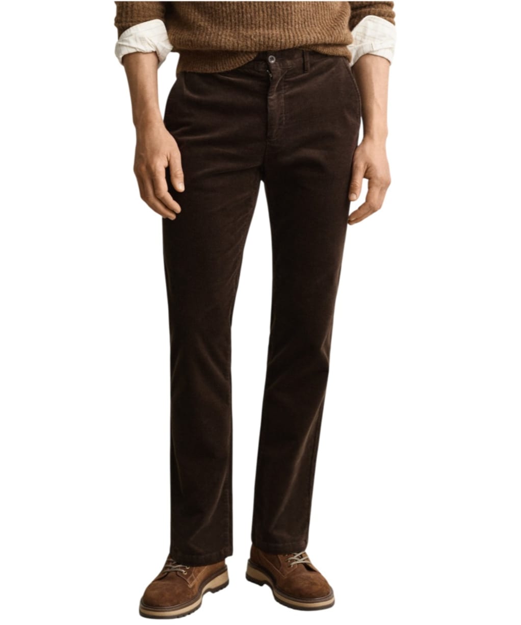  Men's GANT Regular Fit Cord Chinos - Black / Brown